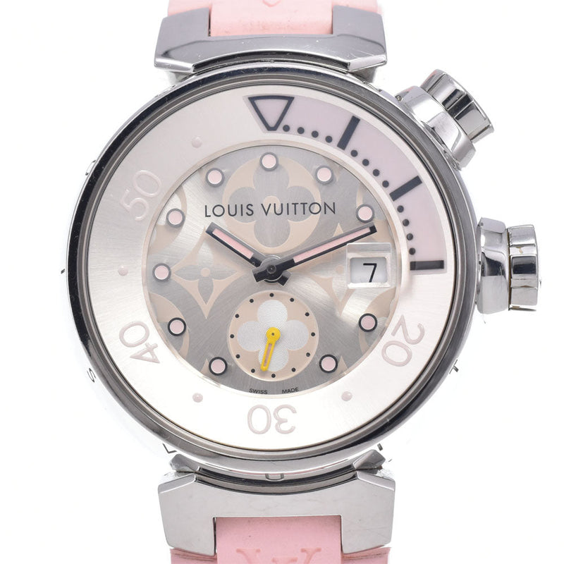 Louis Vuitton Tambour Quartz Stainless Steel And Monogram Rubber Watches