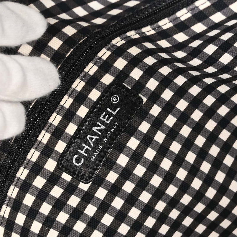 Chanel Weekender Gingham Print Canvas Black Bag