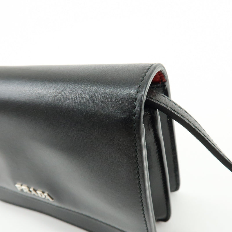Prada Wallet On Strap City Calfskin Black Leather Bag