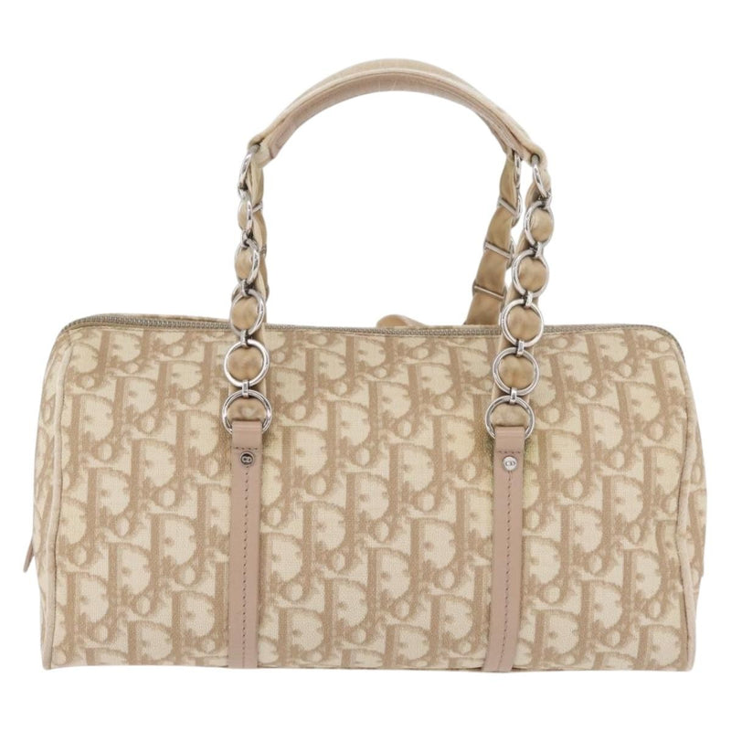 Christian Dior Vintage Trotter Romantique Zip Diorissimo Coated Canvas Beige Bag