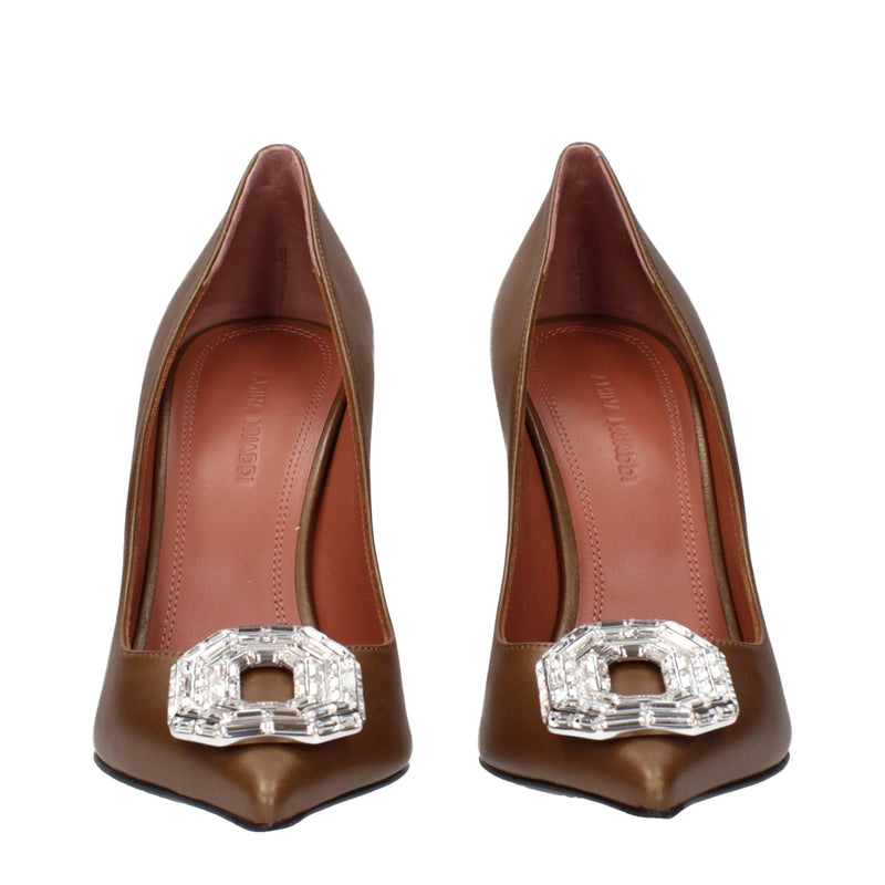 Brown Leather High Heel Pumps