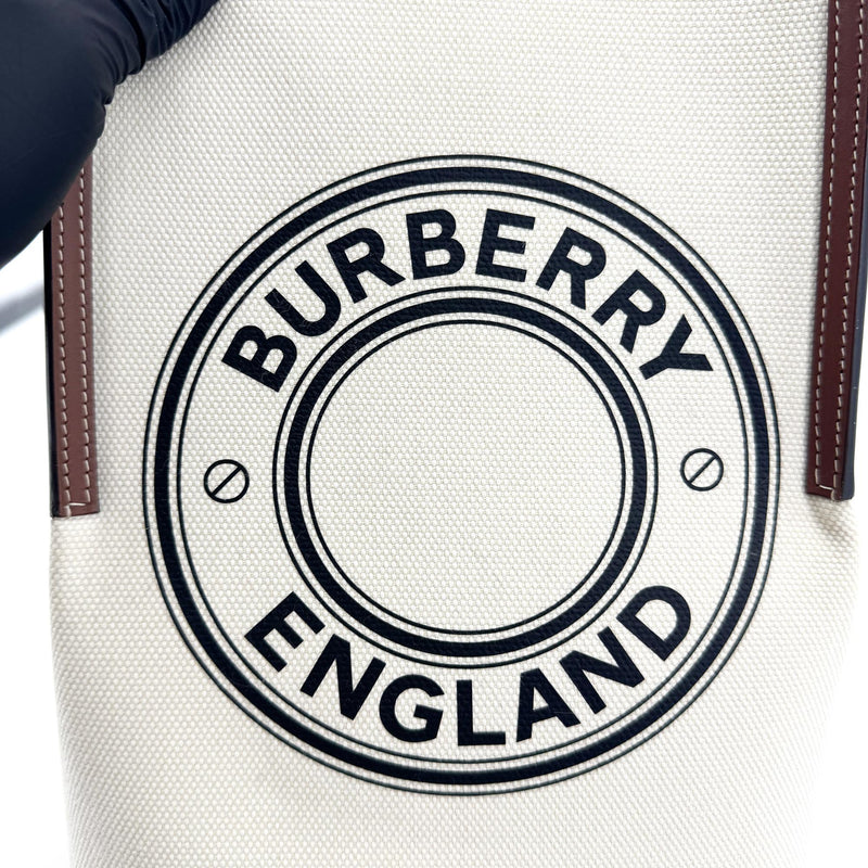 Burberry Peggy Logo Bucket Canvas Beige Bag