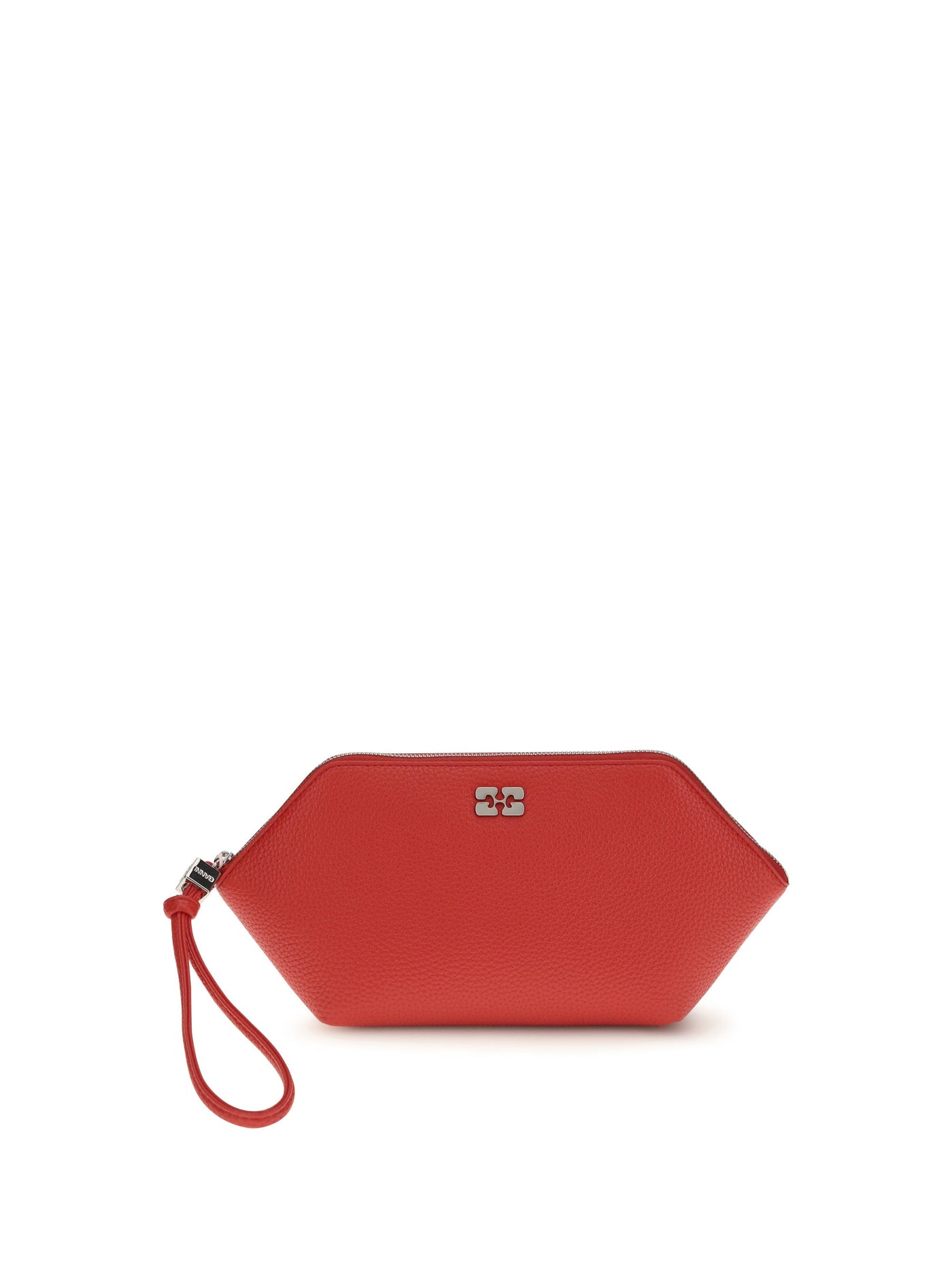 Ganni Recycled Leather Hexagonal Clutch — Red