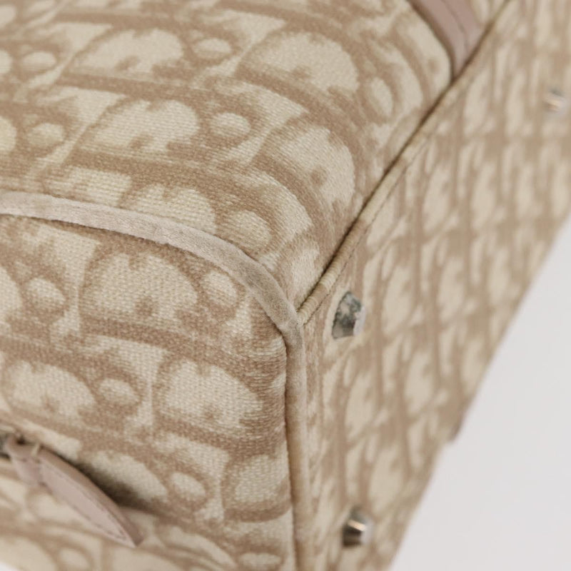 Christian Dior Vintage Trotter Romantique Zip Diorissimo Coated Canvas Beige Bag
