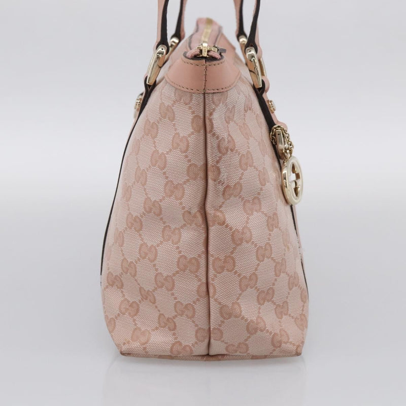 Gucci Abbey Zip Tote Gg Canvas And Leather Pink