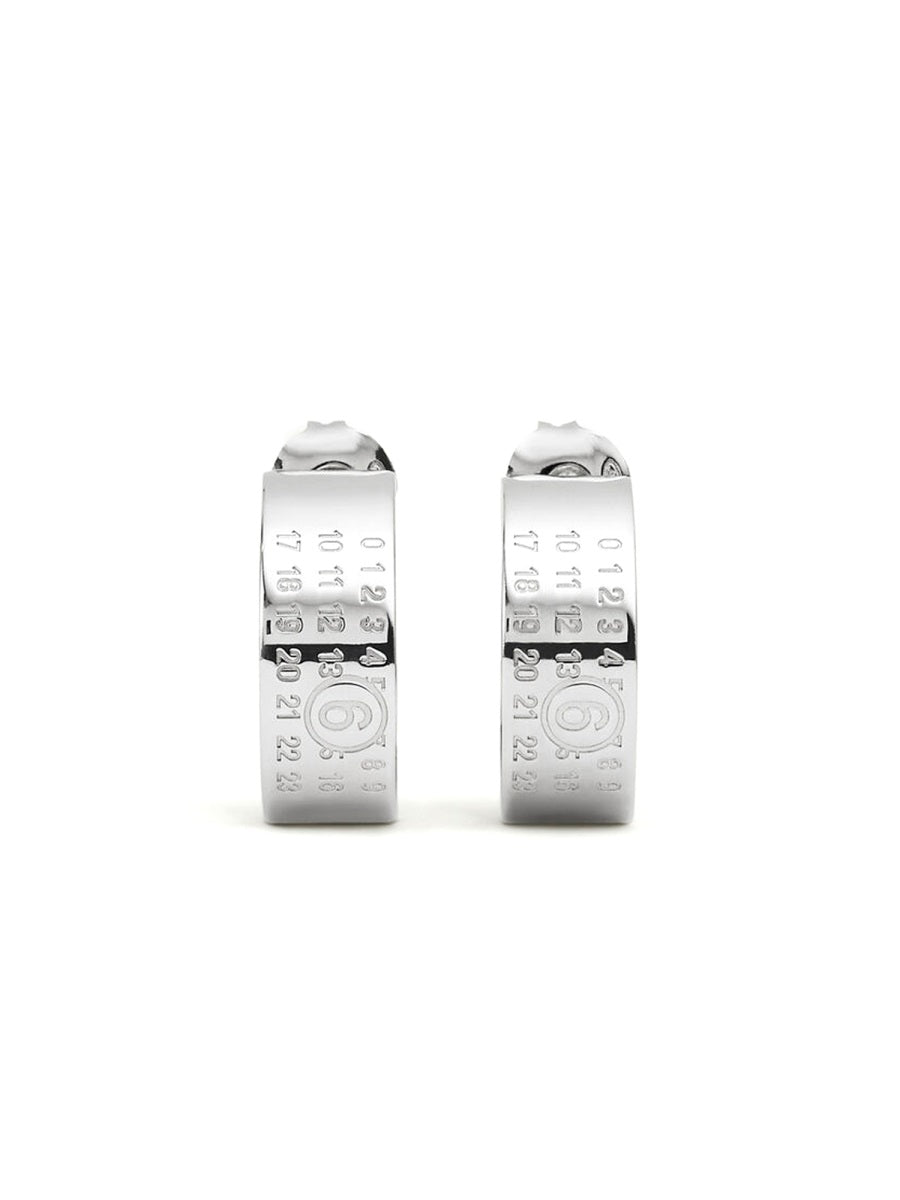 Mm6 Maison Margiela Logo Earrings — Silver Brass