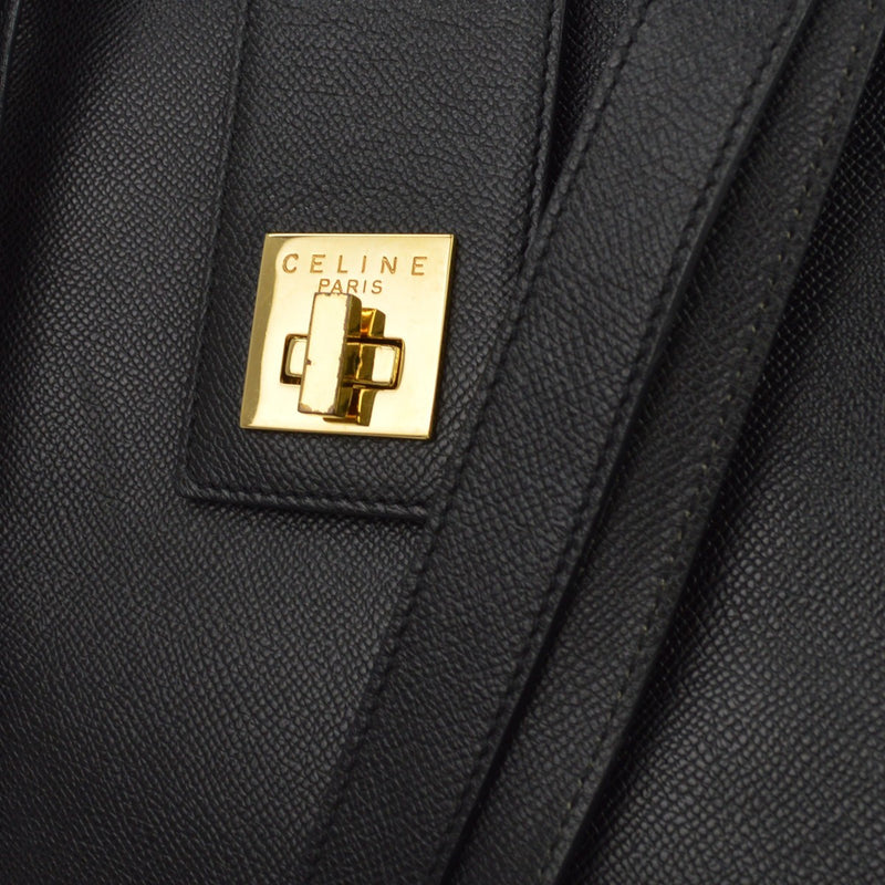 Celine Vintage Turnlock Leather Black Bag