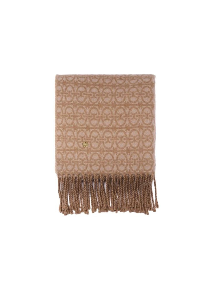 Coccinelle Monogram Virgin Wool Scarf — Beige Scarfs