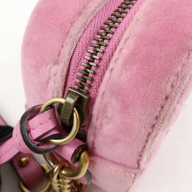Gucci Gg Marmont Crystal Embellished Matelasse Velvet Pink Bag