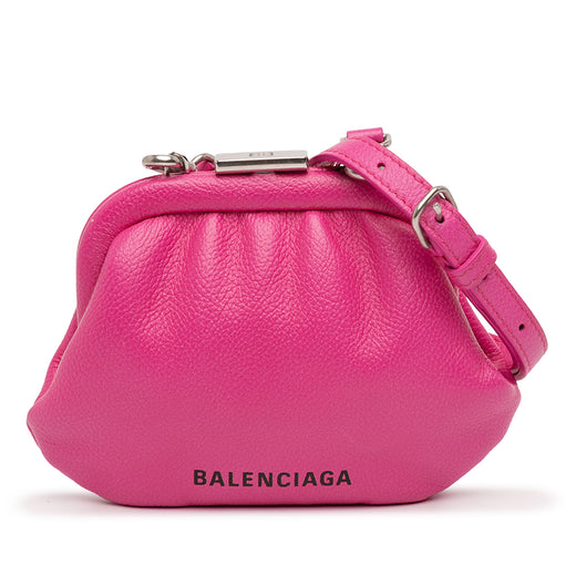 Mini Grained Calfskin Cloud Coin Purse On Strap - Image 1