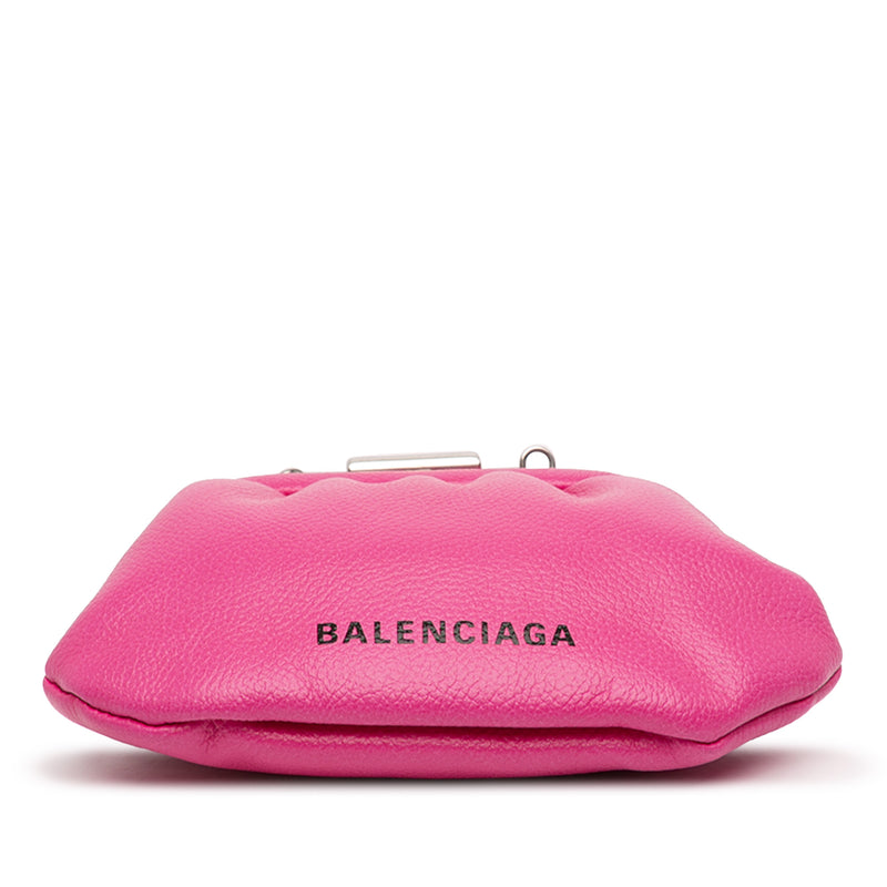Mini Grained Calfskin Cloud Coin Purse On Strap - Image 3