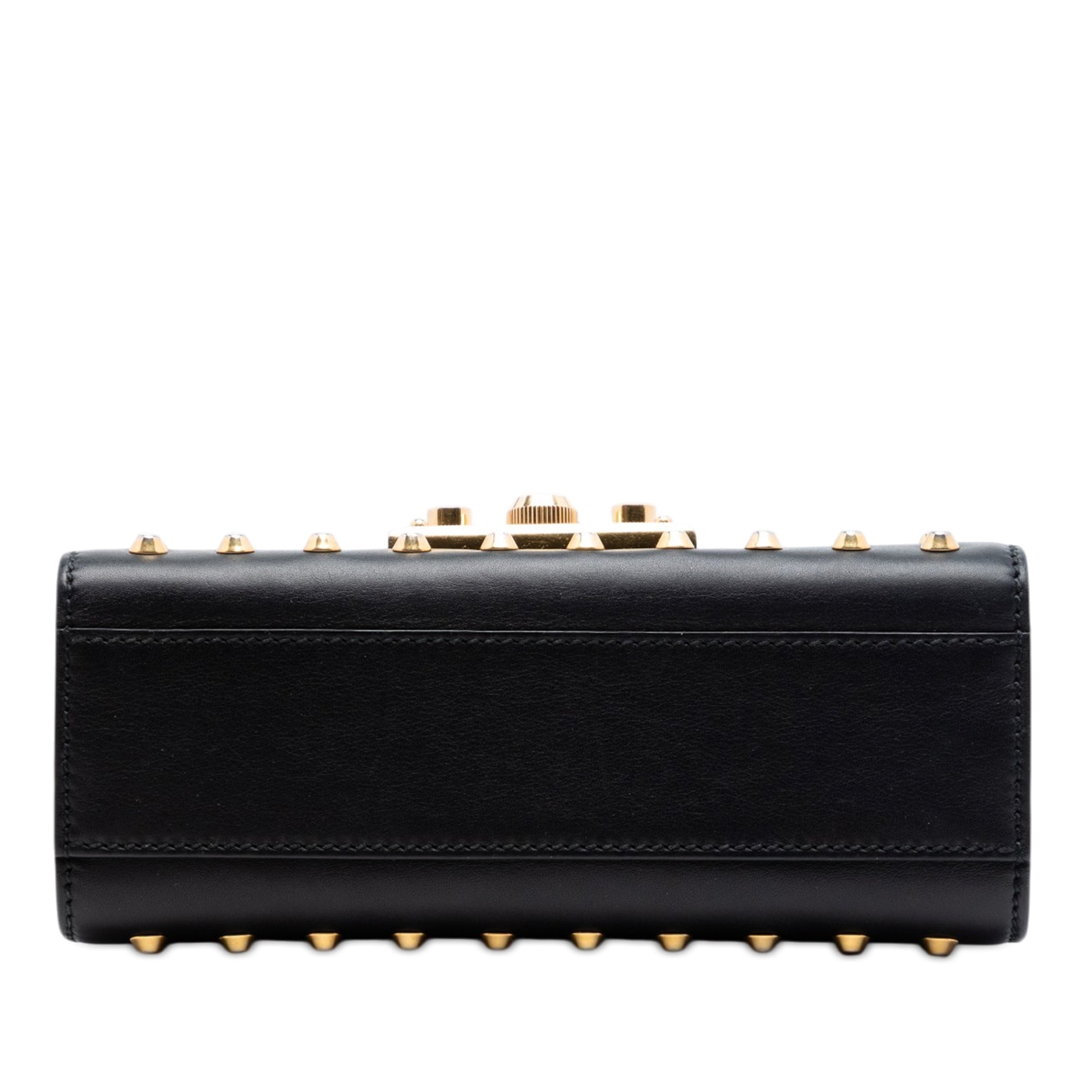Small Pearl Studded Leather Padlock Crossbody - Image 3