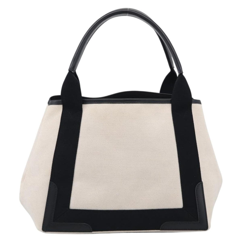 Balenciaga Navy Cabas Canvas With Leather White Bag