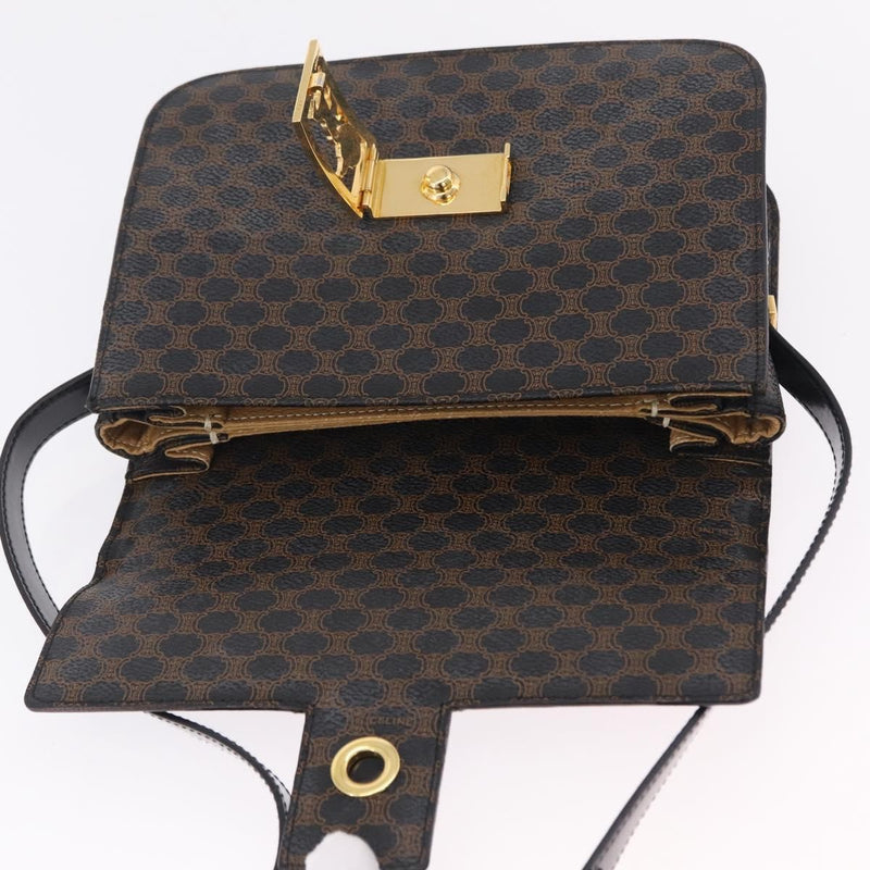 Celine Vintage Horse Carriage C Macadam Canvas And Leather Black Bag