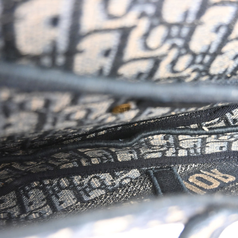 Christian Dior Saddle Oblique Denim Black Canvas Bag