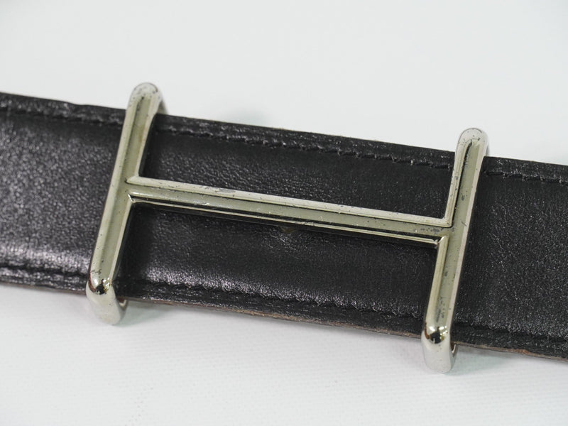 Hermes H Dancre Reversible Belt Leather Black