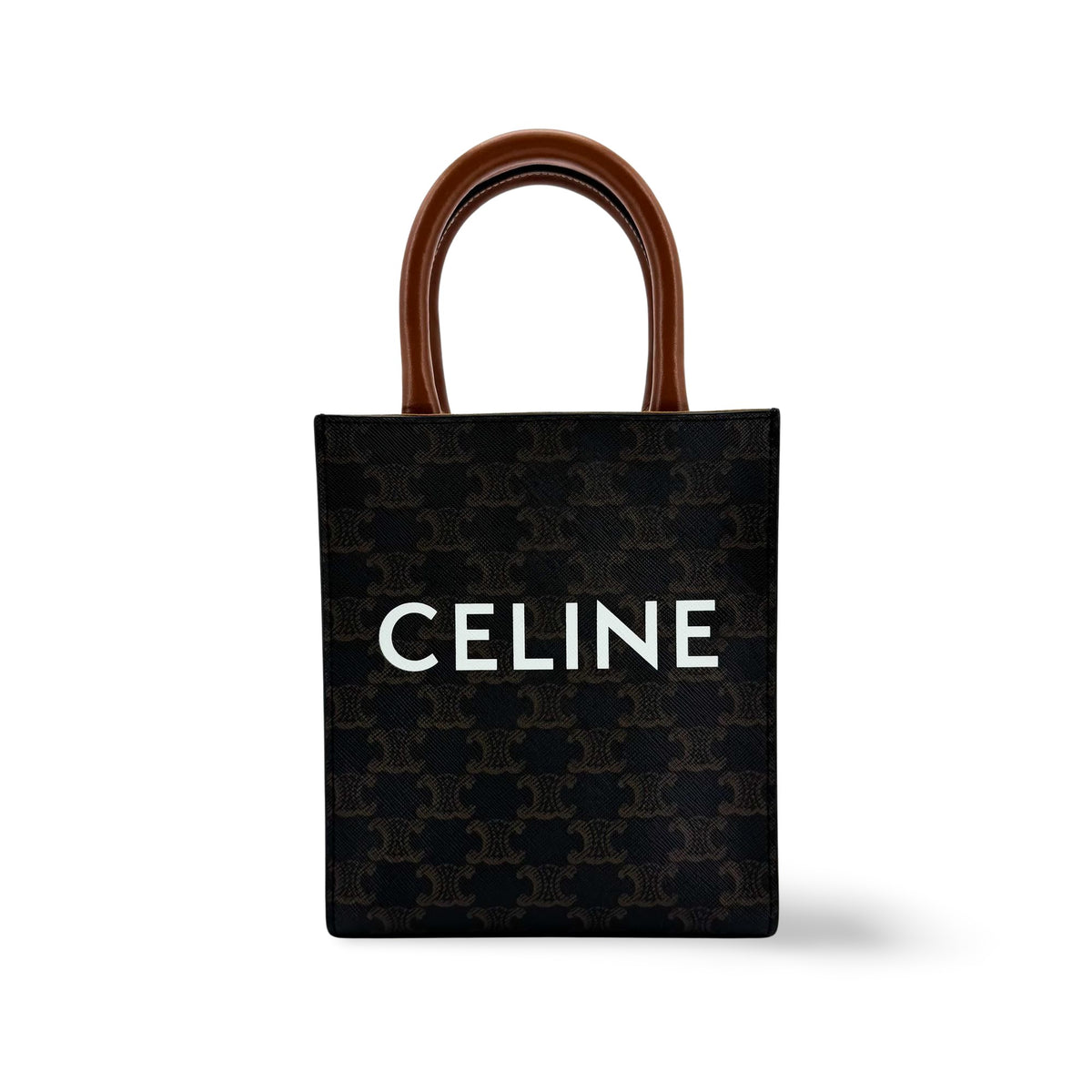 Celine Vertical Cabas Triomphe Coated Canvas Brown Bag