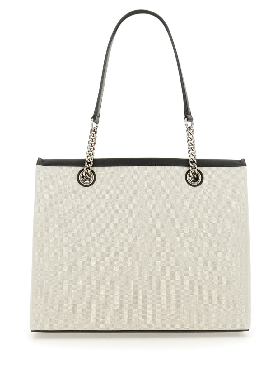 Balenciaga Cotton And Leather Shoulder Bag — Beige