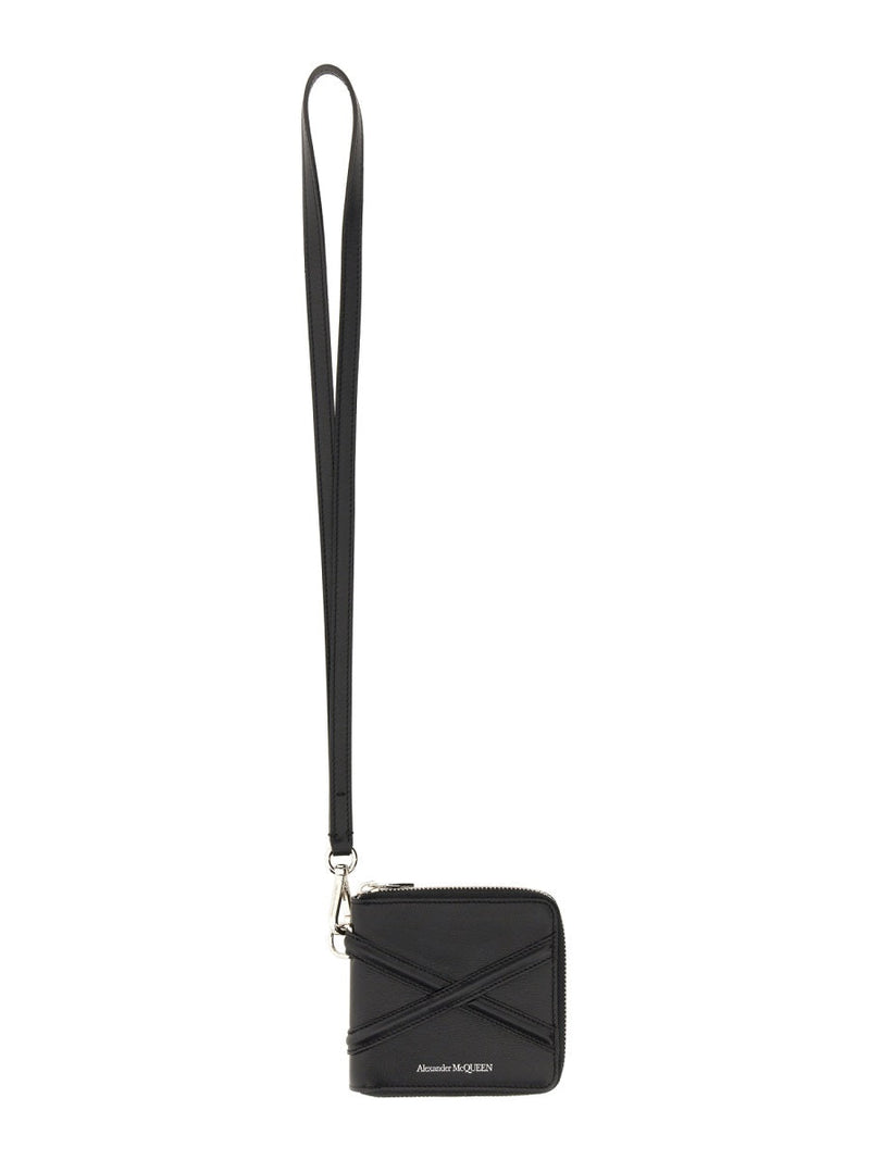 Alexander Mcqueen Harness Wallet — Black Calf Skin