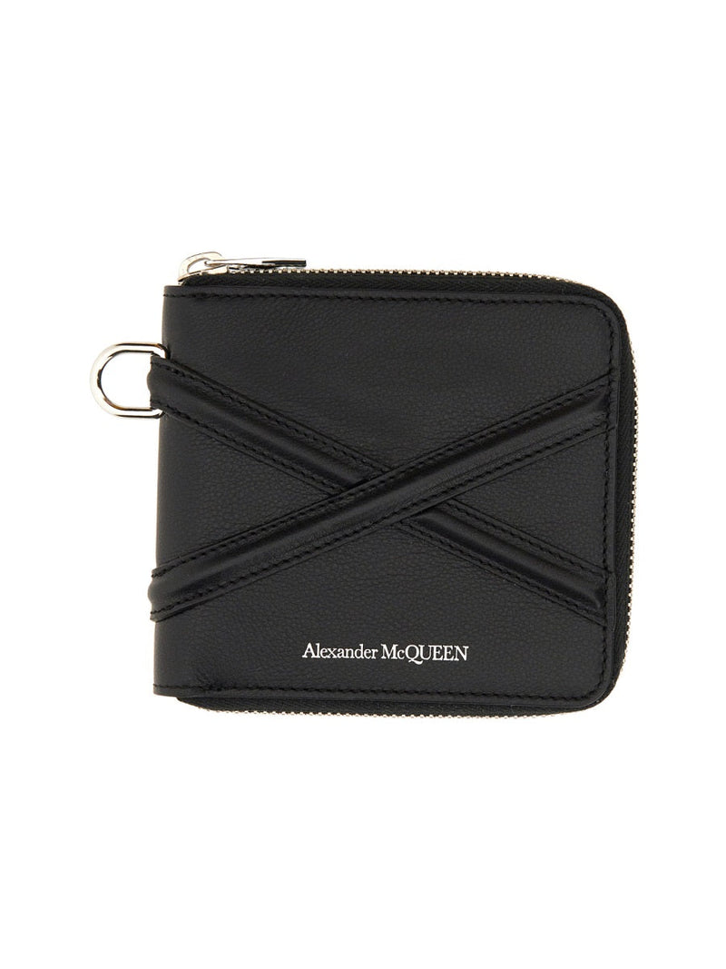 Alexander Mcqueen Harness Wallet — Black Calf Skin
