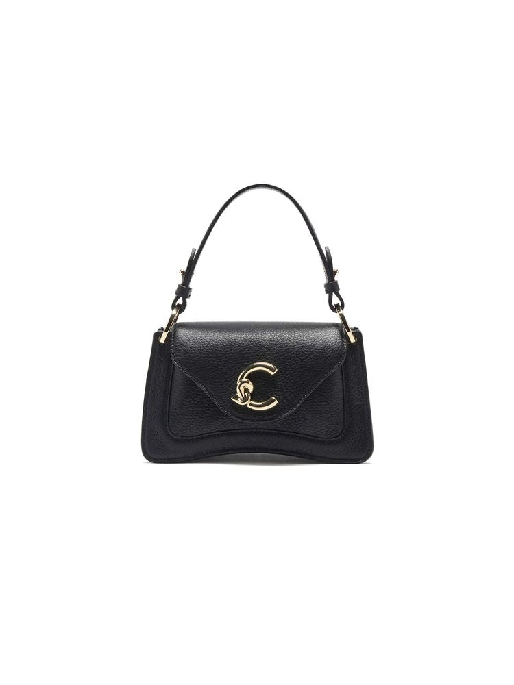 Coccinelle C-Me Mini Top Handle Bag — Black Grained Leather