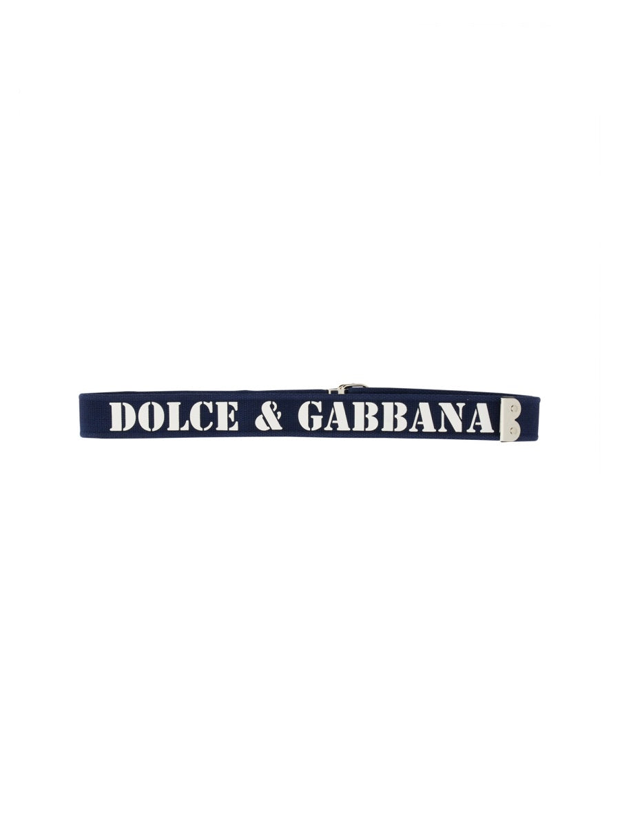 Dolce & Gabbana Logo-Detail Belt — Blue Polyester
