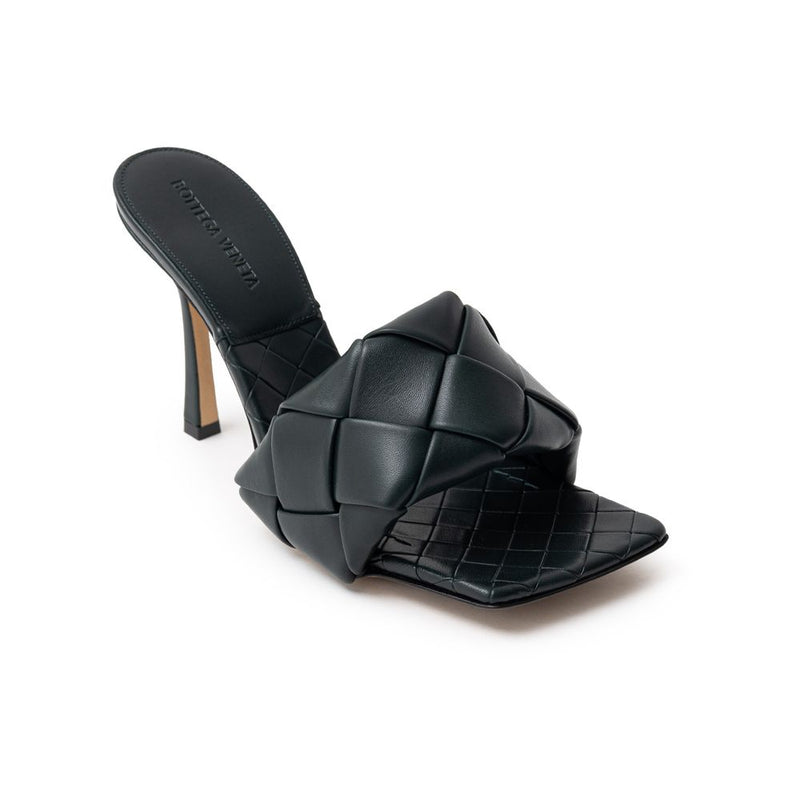Green Leather Stiletto Heel Sandals