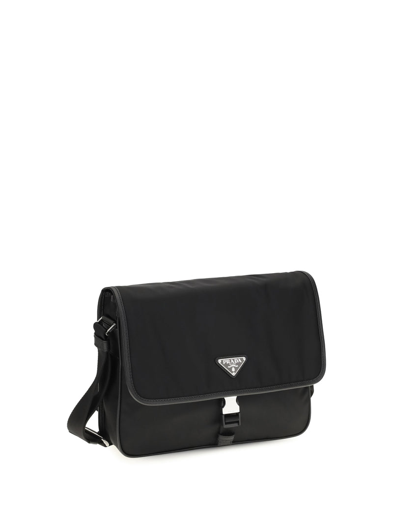 Prada Re-Nylon And Saffiano Shoulder Bag — Black Recycled Polyamide