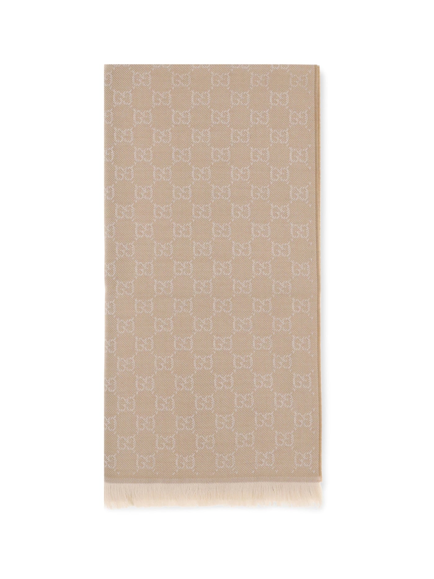 Gucci Gg Embroidered Wool Scarf — Beige Ovis Aries Scarfs