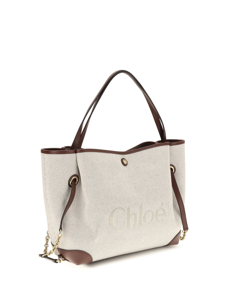 Chloé Clover Tote Bag — Beige Cotton