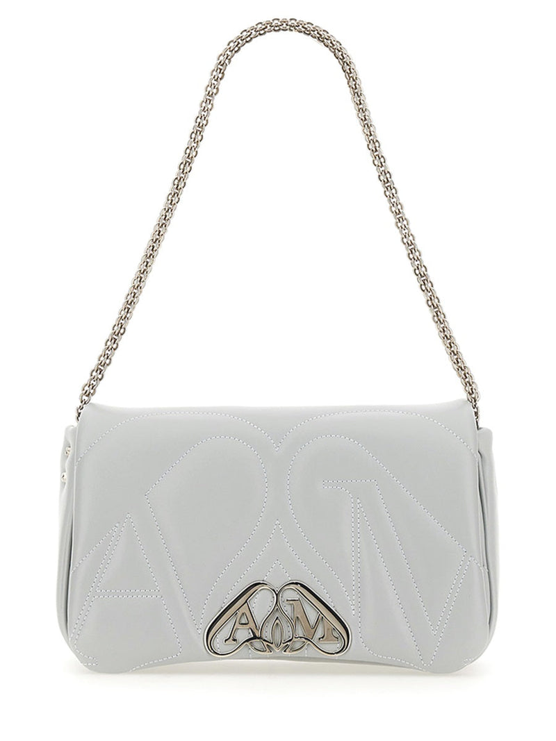 Alexander Mcqueen Seal Shoulder Bag — Gray Leather