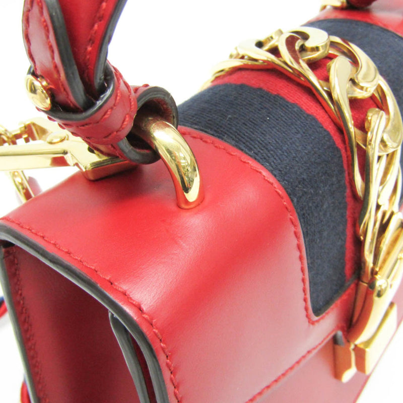 Gucci Sylvie Top Handle Leather Red Bag