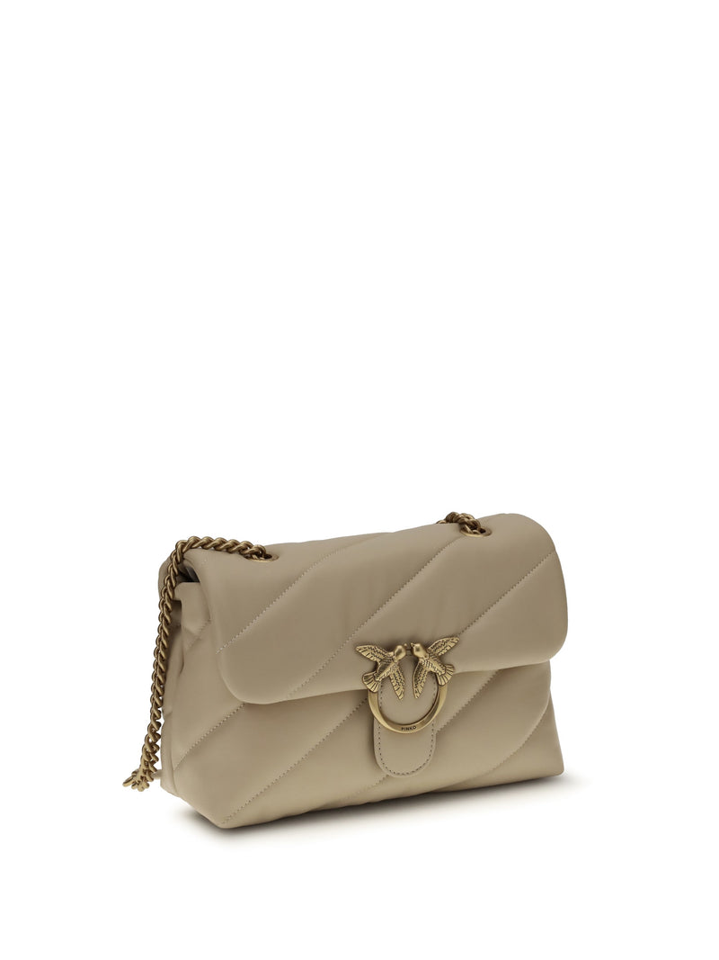 Pinko Love Shoulder Bag — Beige Calf Leather