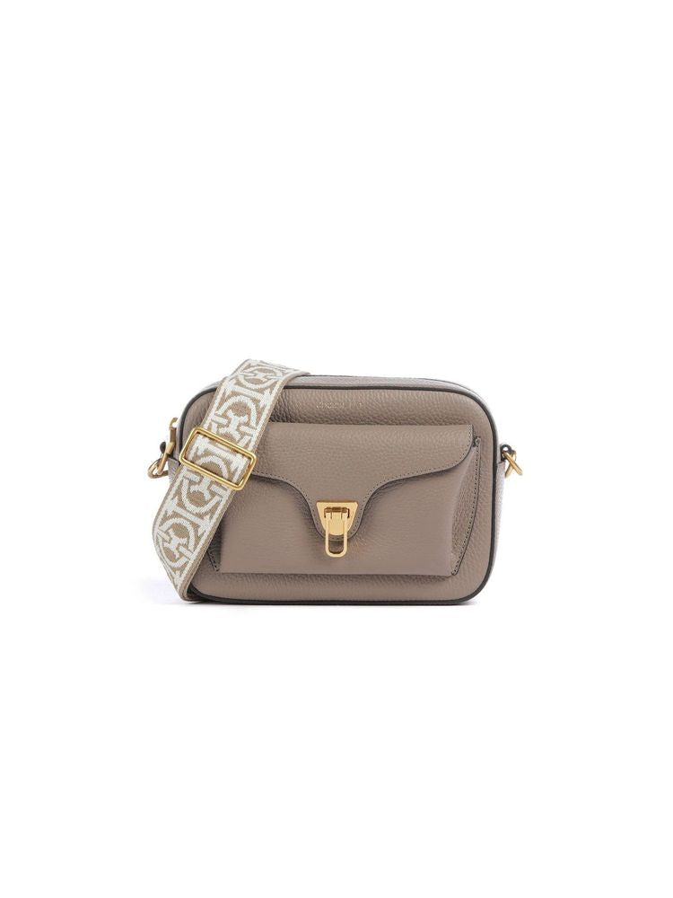 Coccinelle Crossbody Bag — Beige Grained Leather/ribbon