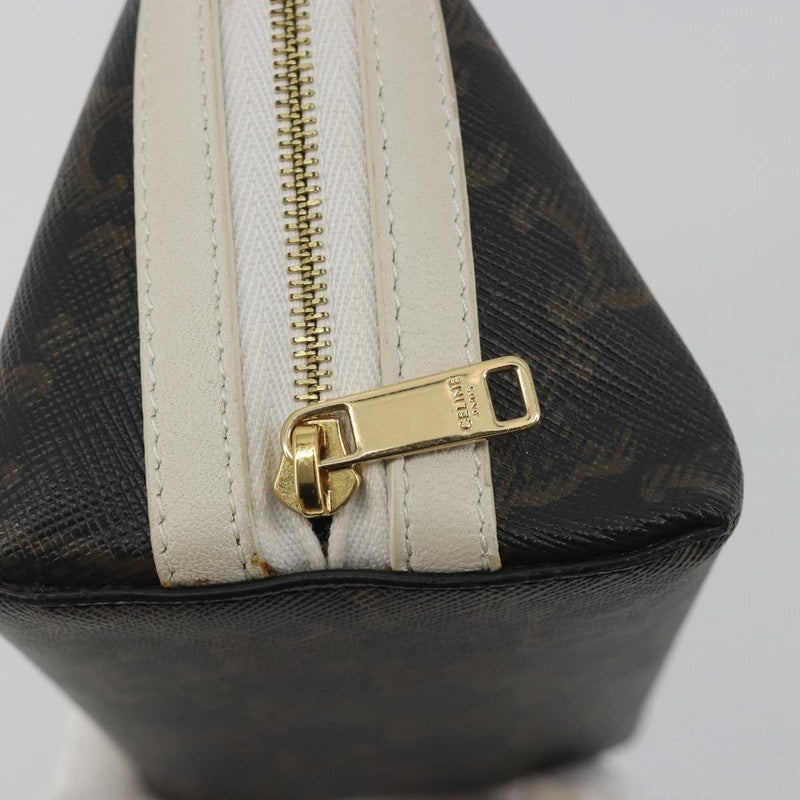 Celine Zip Around Chain Clutch Triomphe Coated Canvas Brown