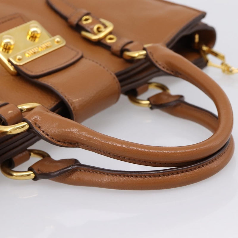 Miu Miu Madras Convertible Lock Leather Brown Bag
