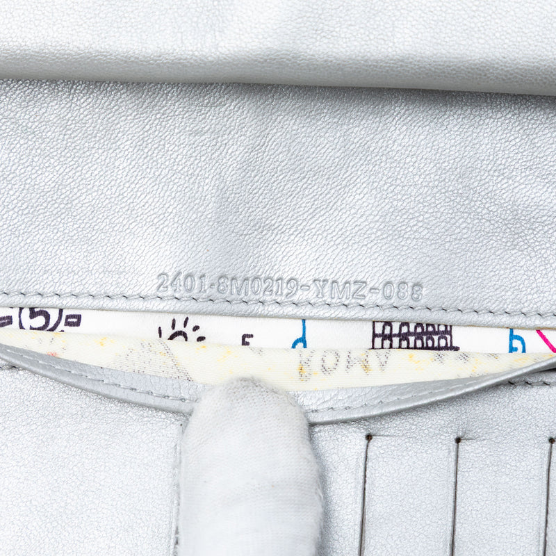 Metallic Embossed Nappa Logo Chain Clutch - Image 5