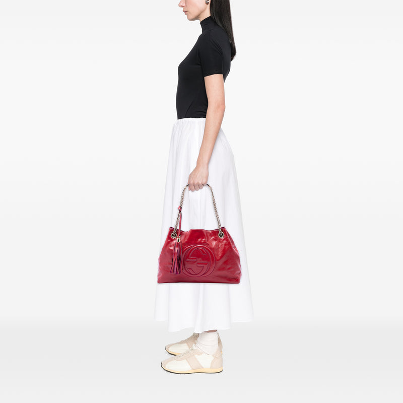 Medium Patent Soho Chain Tote - Image 6
