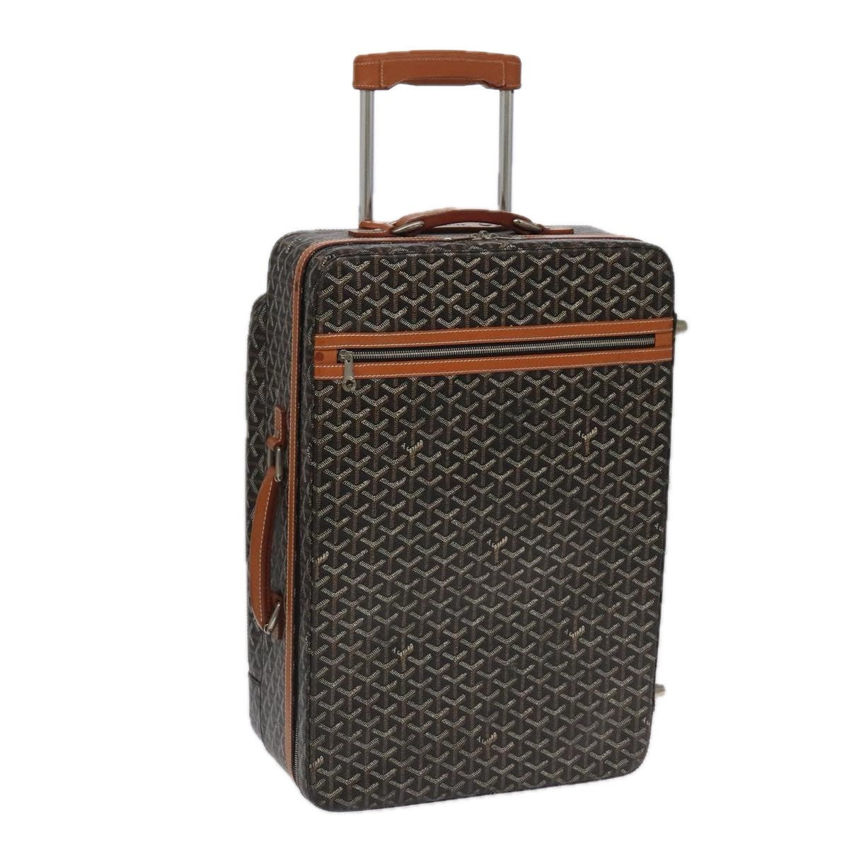 Goyard Bourget Trolley Rolling Luggage Coated Canvas Brown Pvc Bag