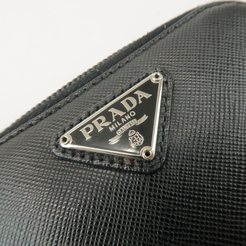 Prada Bifold Zip Around Saffiano Leather Black Accessory