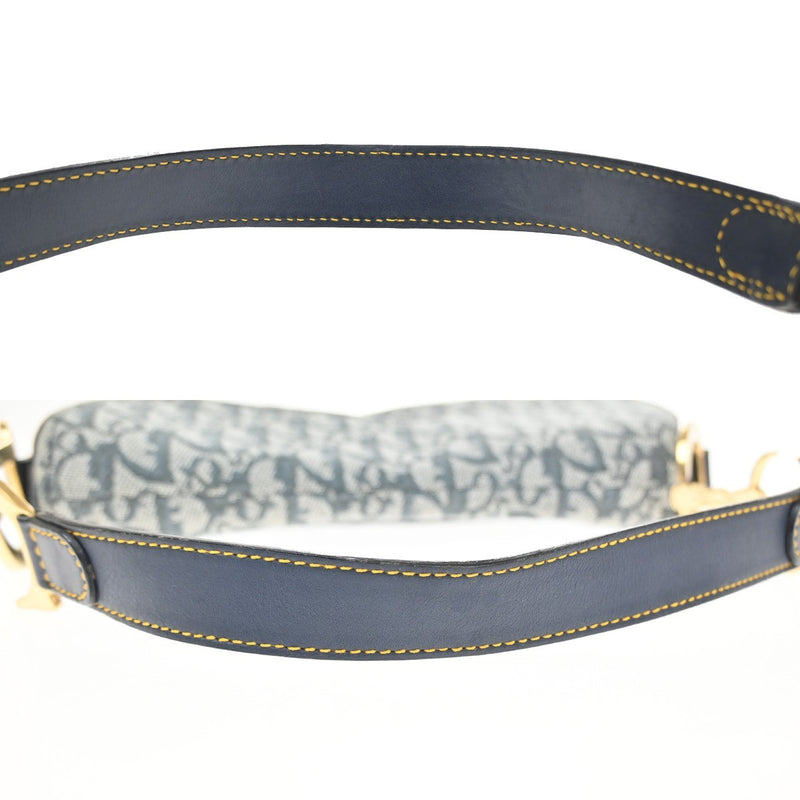 Christian Dior Saddle Oblique Canvas Navy Bag