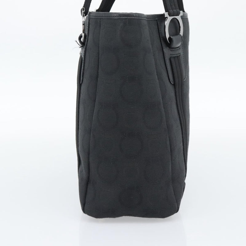 Salvatore Ferragamo Gancini Top Handle Canvas Black Bag