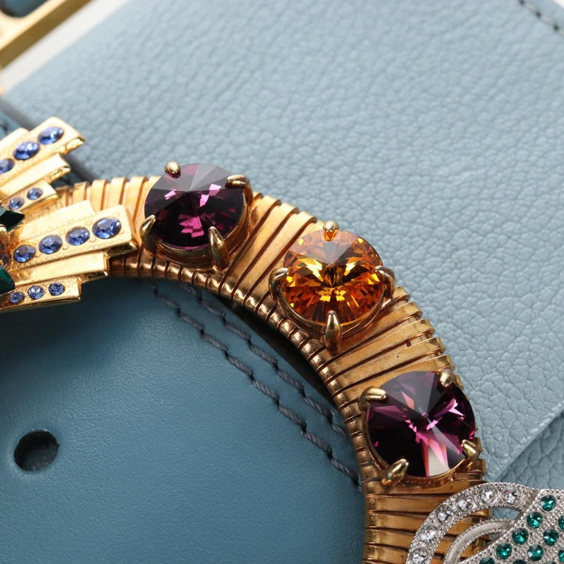 Miu Miu Madras Crystal Buckle Leather Blue Bag