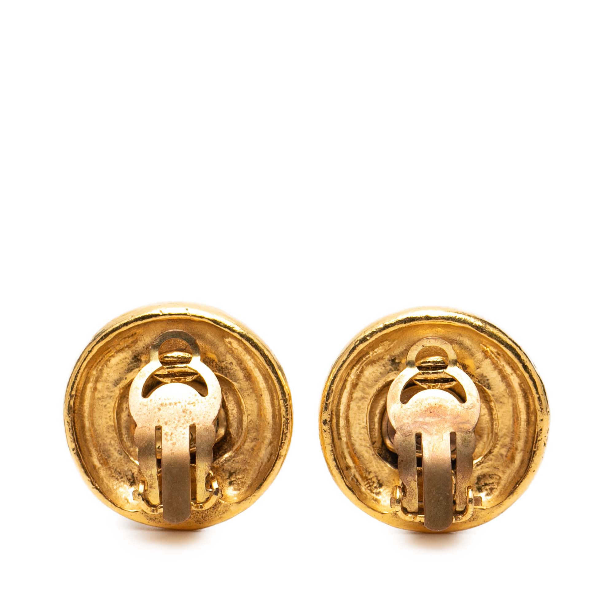 Gold Plated Rhinestone Rope Border Clip On Earrings - Image 2