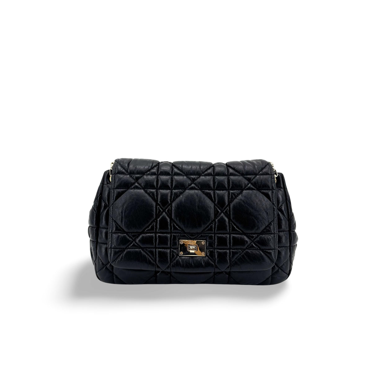 Christian Dior Milly La Foret Cannage Quilt Lambskin Black Leather Bag