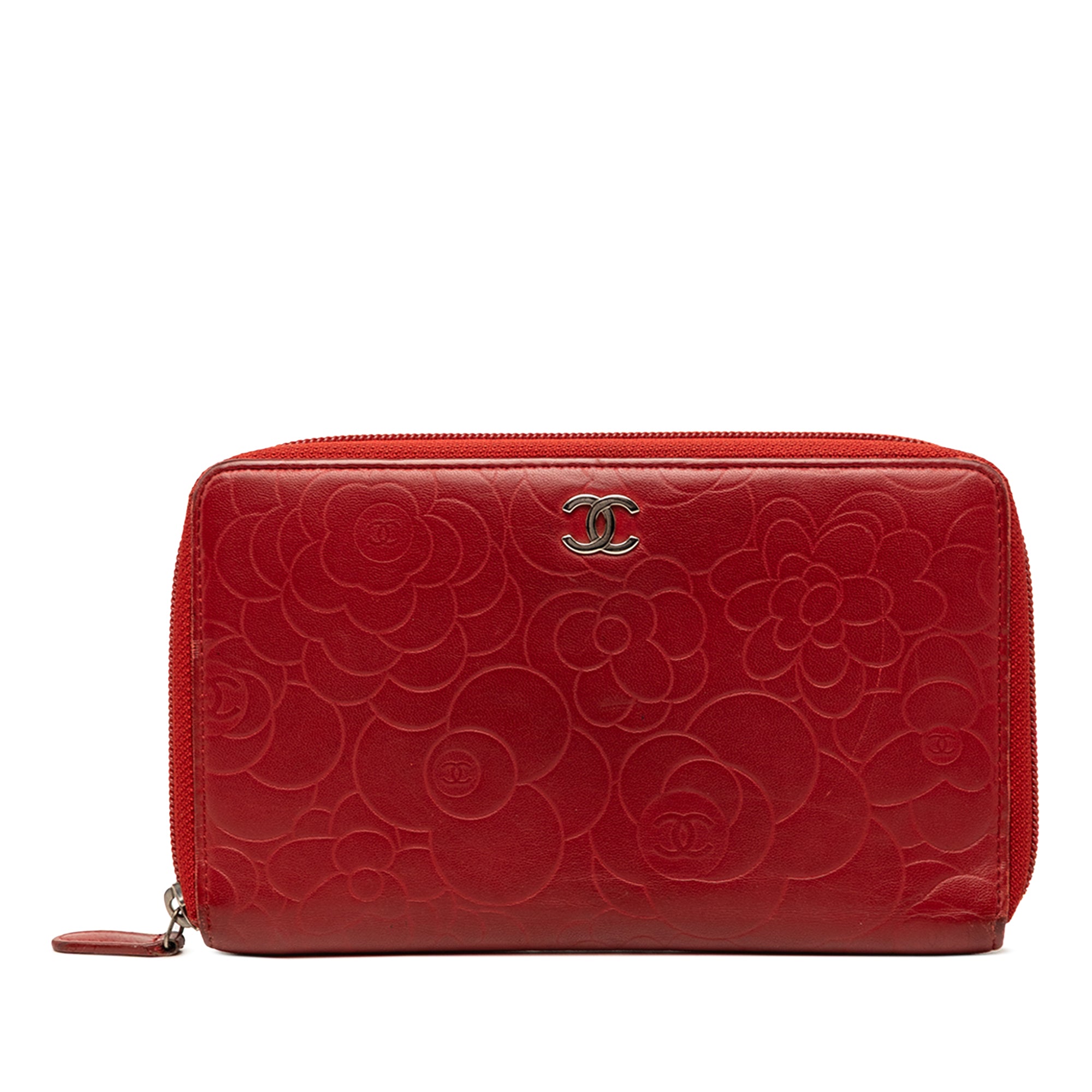Embossed Lambskin Camellia Zip Around Long Wallet - Image 1