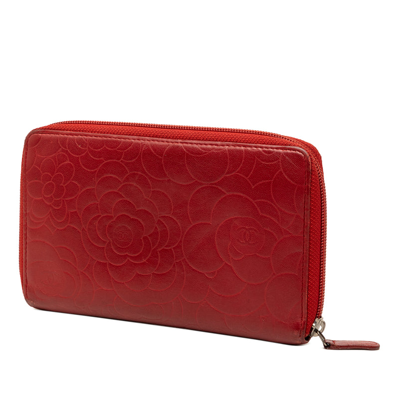 Embossed Lambskin Camellia Zip Around Long Wallet - Image 2