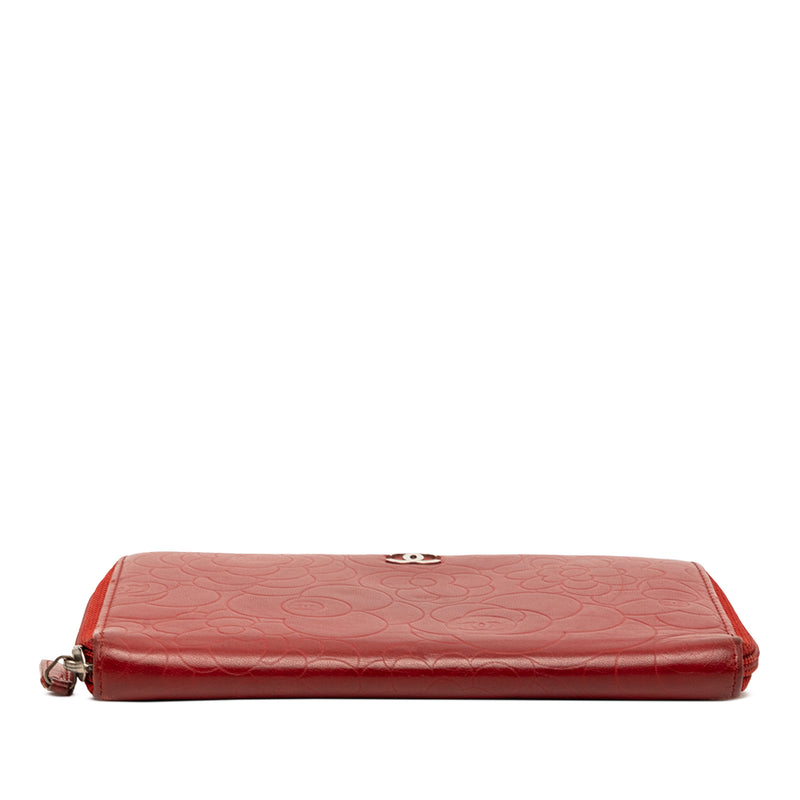 Embossed Lambskin Camellia Zip Around Long Wallet - Image 3