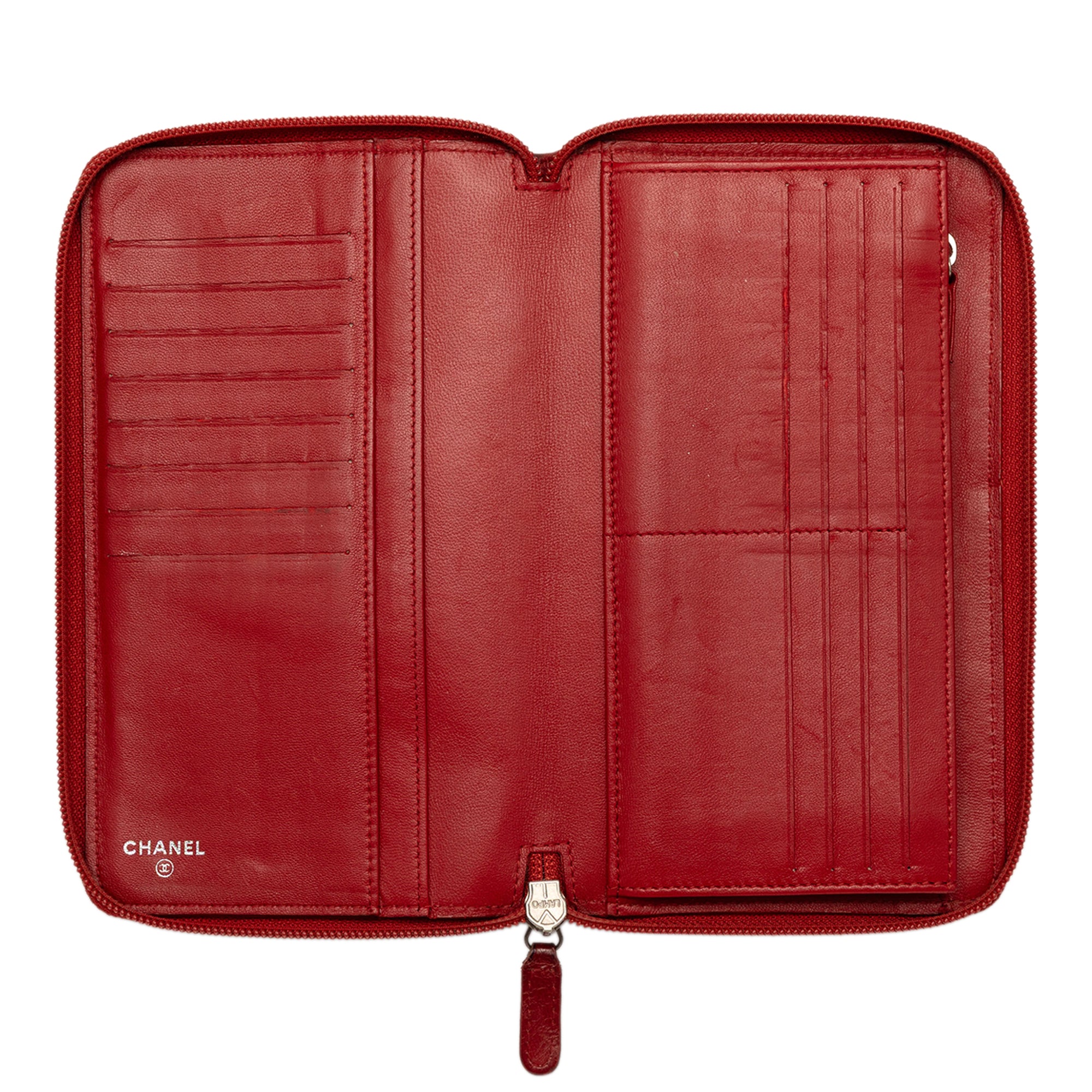 Embossed Lambskin Camellia Zip Around Long Wallet - Image 4