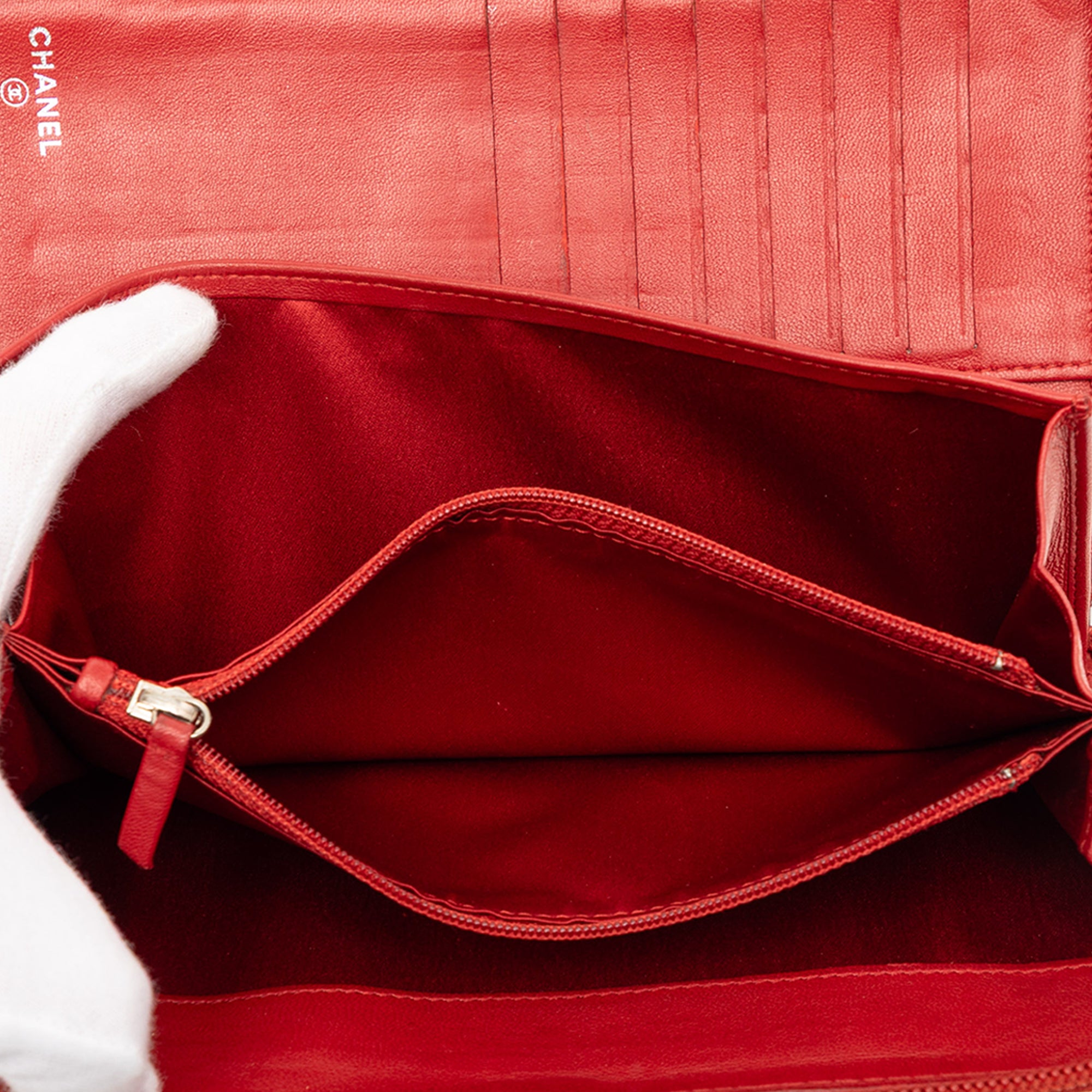 Embossed Lambskin Camellia Zip Around Long Wallet - Image 5